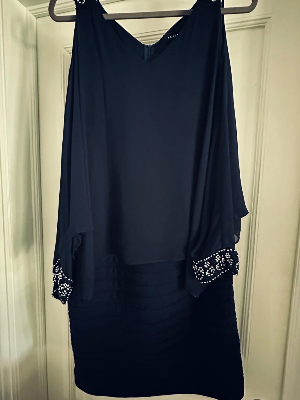 Scarlett Black Midi Dress with Embellished Cuffs